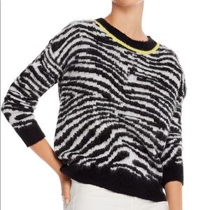 NWT AQUA zebra eyelash fringe Sweater NWT size large